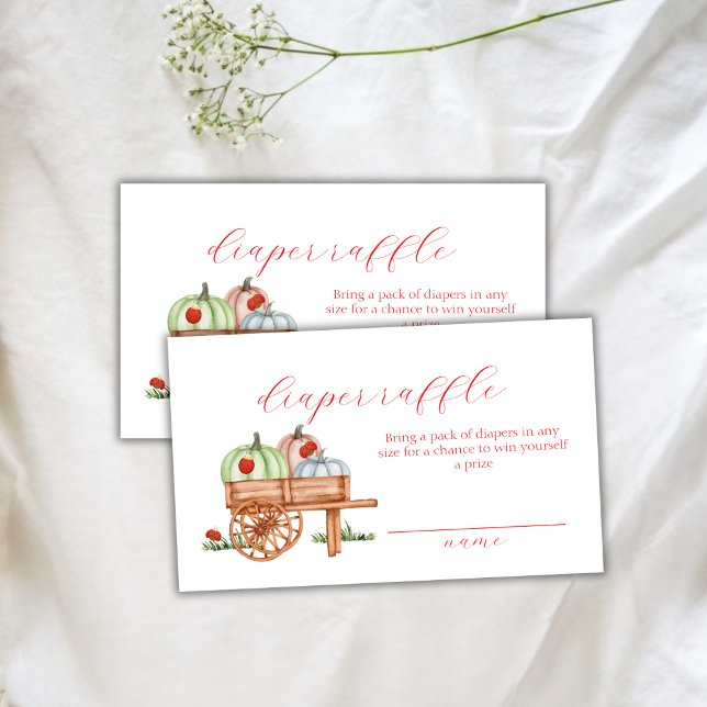 Cartão De Informações Primavera Pumpkin Labybug Fralda Raffle Chá de fra (Spring Pumpkin Labybug Diaper Raffle Baby Shower Enclosure Card)
