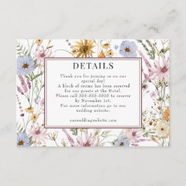 Cartão De Informações Primavera Wildflower | Boho Chic Wedding | Detalhe