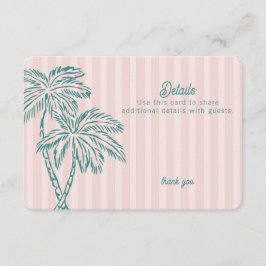 Cartão De Informações Primaveras cor-de-rosa Pastel Beach Detalhes Inser