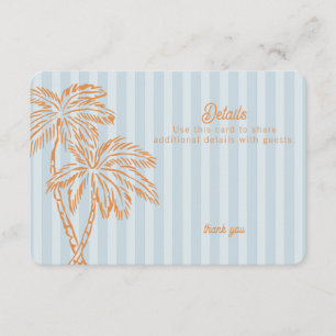 Cartão De Informações Primaveras de Palma Azul Pastel Beach Detalhes Ins