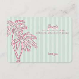 Cartão De Informações Primaveras de Palma Verde Pastel Beach Detalhes In