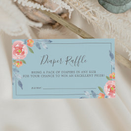 Cartão De Informações Primeira Fralda Floral de Chá de fraldas Raffle En