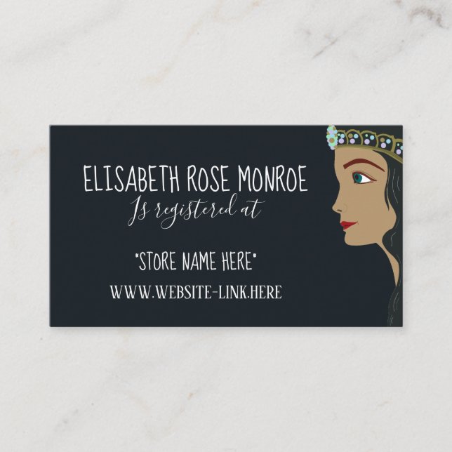 Cartão De Informações Princesa Blue Chá de fraldas Gift Registry (Frente)