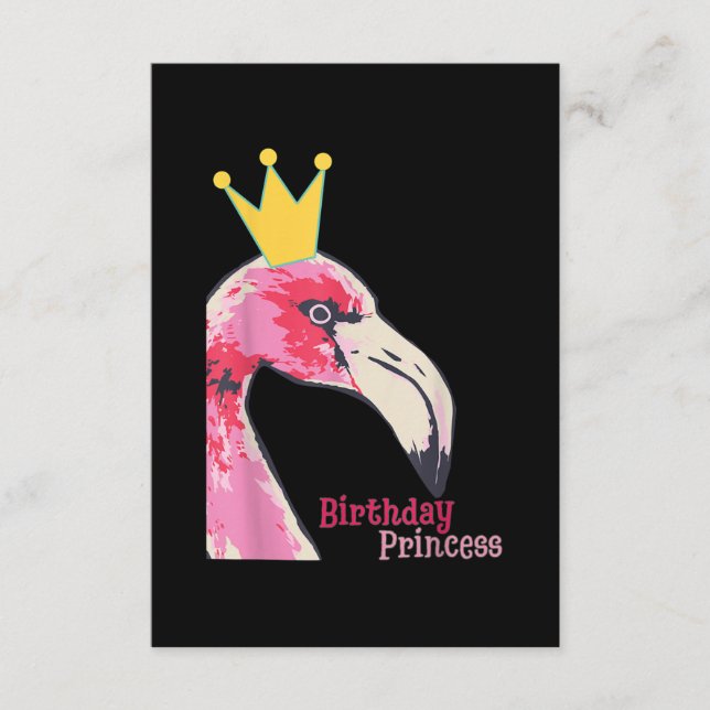 Cartão De Informações Princesa de aniversário Flamingo | Flamingo-Cute (Frente)