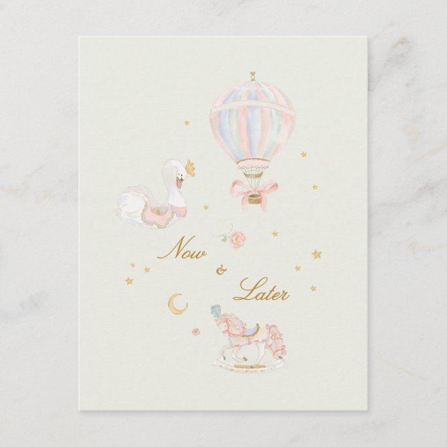 Cartão De Informações princesa elegante menina rosa chá de fraldas (Frente)