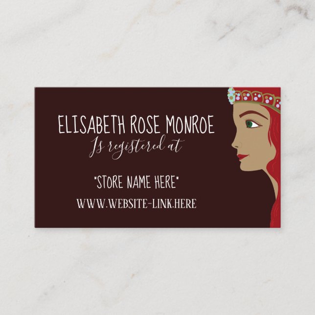 Cartão De Informações Princesa Red Chá de fraldas Gift Registry (Frente)