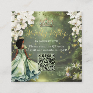 Cartão De Informações Princesa & Sapo Vestido Verde Doce 16 Quince XV QR
