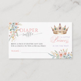 Cartão De Informações Princess Gold Crown Baby Shower Diaper Raffle