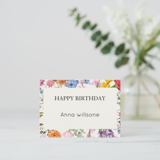 Cartão De Informações Printable Floral Birthday Card | Instant Download (Em pé/Frente)