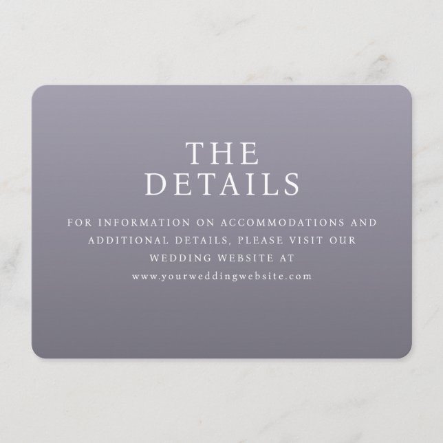 Cartão De Informações Professional Lavender Minimalist Wedding Website C (Frente)