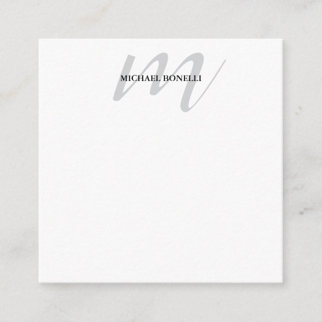 Cartão De Informações Profissional clássico de monograma (Frente)