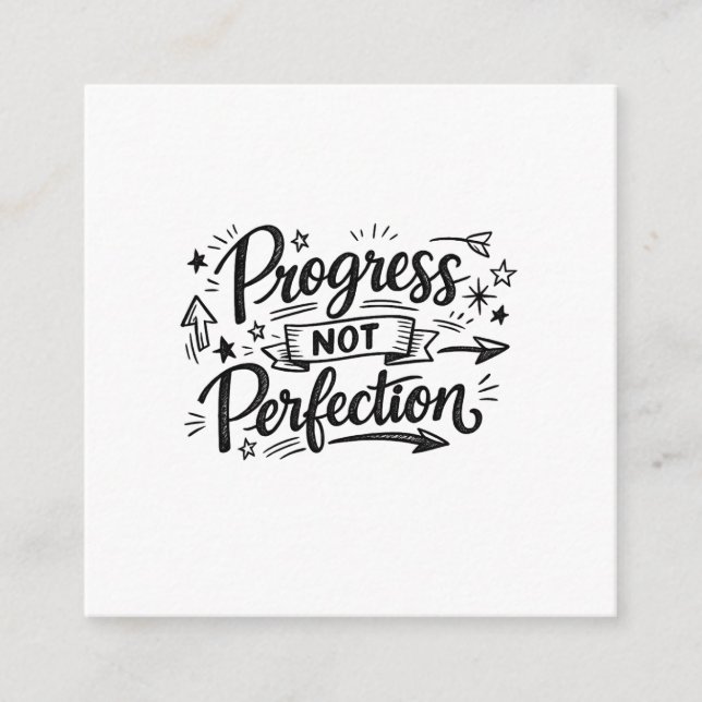 Cartão De Informações Progress Not Perfection Motivational Quote Design (Frente)
