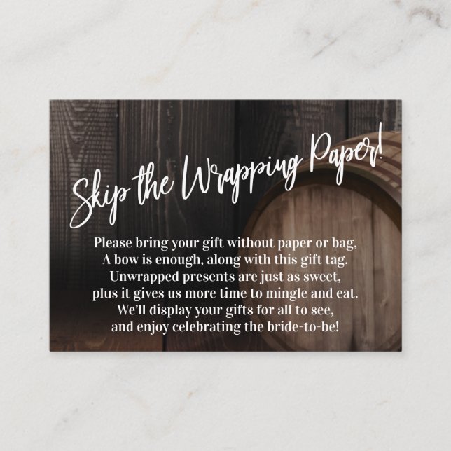 Cartão De Informações Pule o Papel de Embrulho! Letra à Mão em Barril de (Frente)