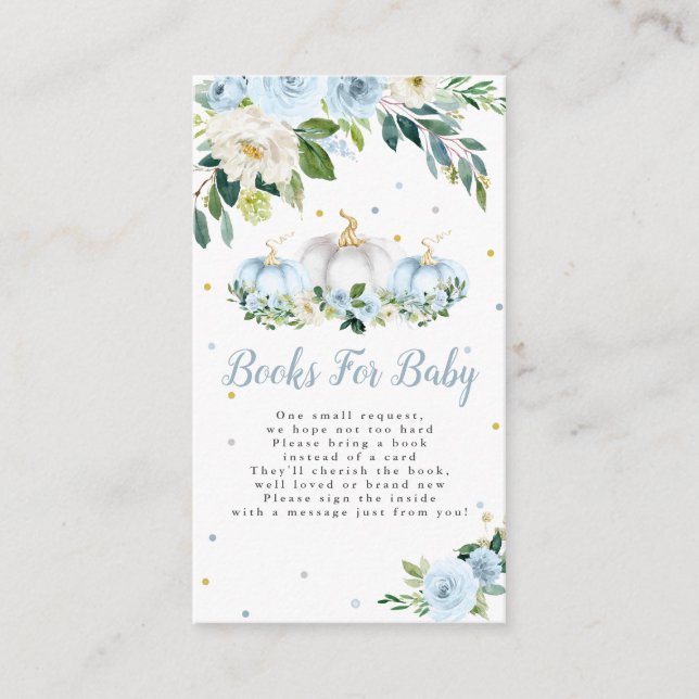 Cartão De Informações Pumpkin Chá de fraldas Pumpkin Livros Para Bebê (Frente)