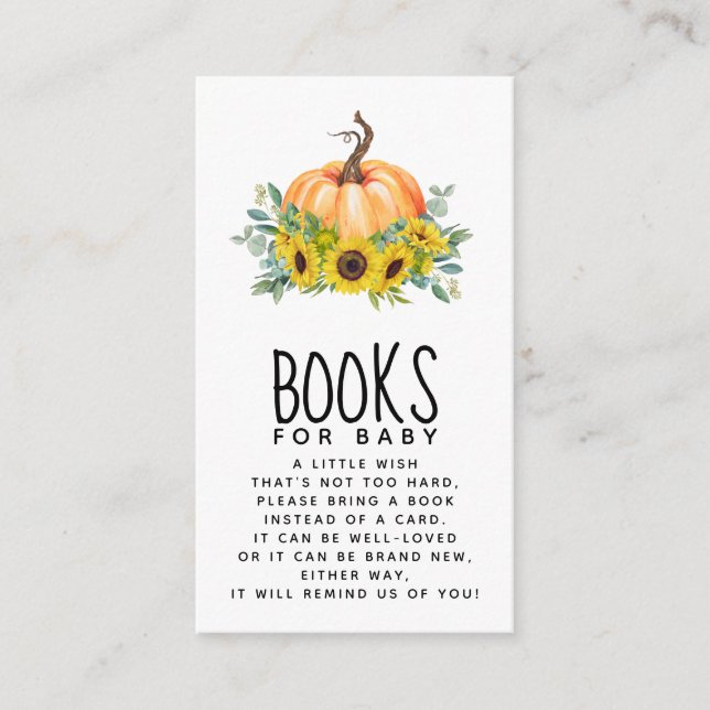 Cartão De Informações Pumpkin Fall Chá de fraldas Books para Bebê (Frente)