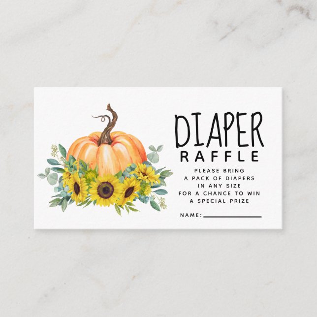 Cartão De Informações Pumpkin Fall Chá de fraldas Raffle (Frente)