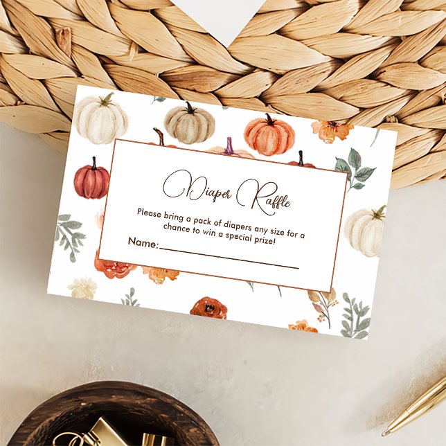 Cartão De Informações Pumpkin Fall Chá de fraldas Raffle (Criador carregado)