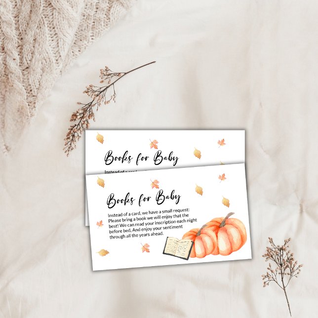 Cartão De Informações Pumpkin Fall Deixa livros para o Bebê Halloween (Pumpkin Fall Leaves Books for Baby Halloween Enclosure Card)