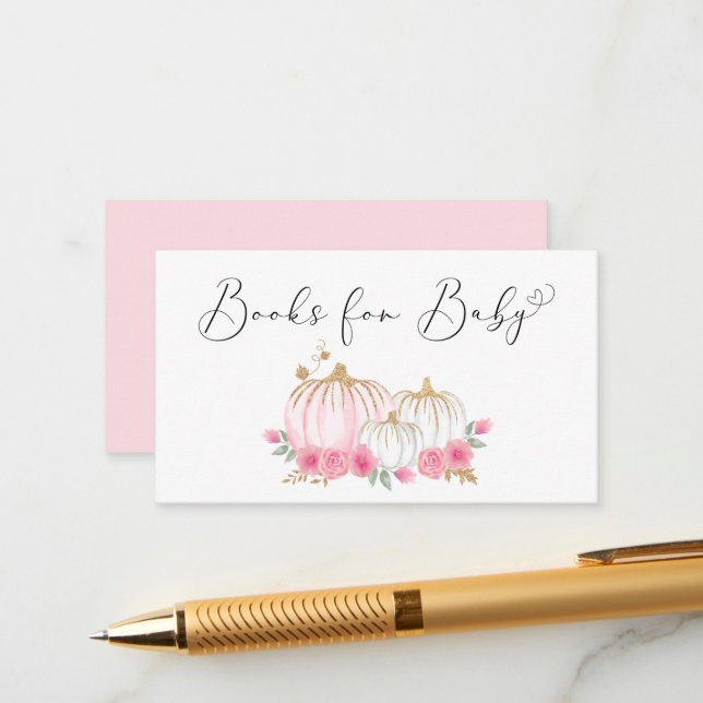 Cartão De Informações Pumpkin Floral Baby Girl Livros De Chá Para Bebê (Frente/Verso In Situ)