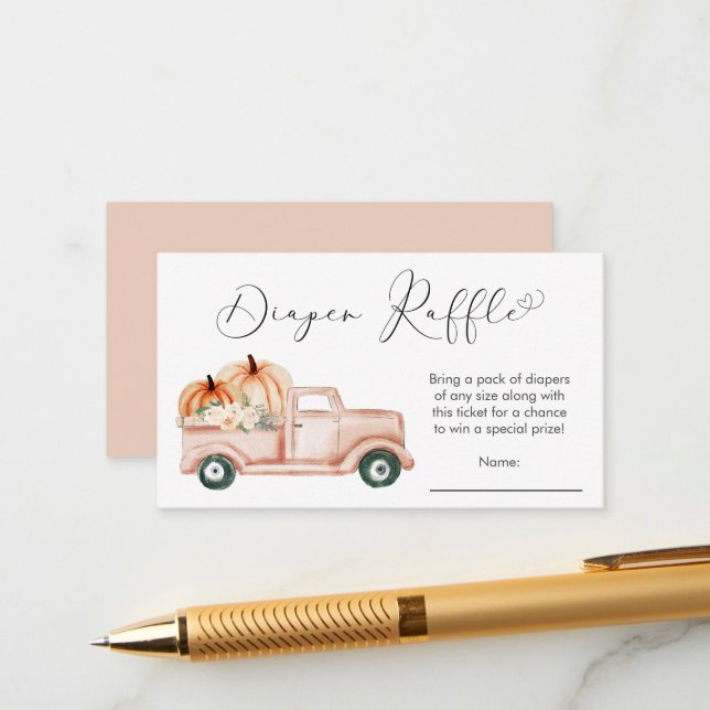 Cartão De Informações Pumpkin Floral Chá de fraldas Raffle (Frente/Verso In Situ)