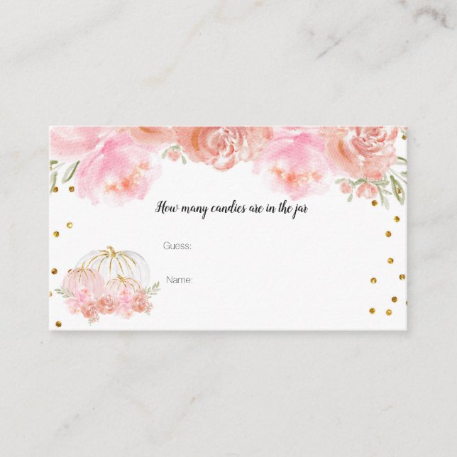 Cartão De Informações Pumpkin Floral Quantas Candies na Placa jar (Frente)