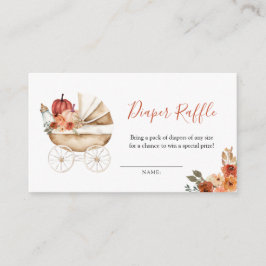 Cartão De Informações Pumpkin Stroller Floral Baby Shower Diaper Raffle