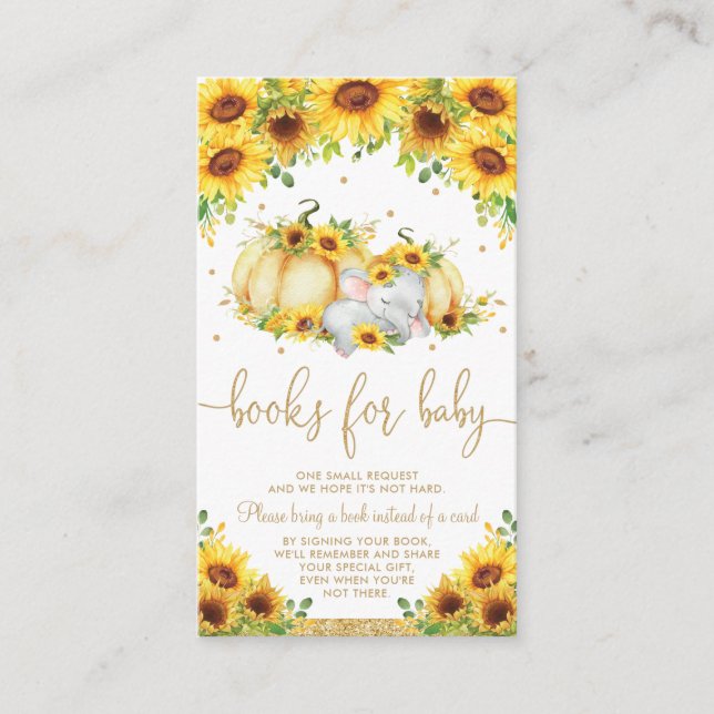 Cartão De Informações Pumpkin Sunflower Elephant Livros para Chás para B (Frente)