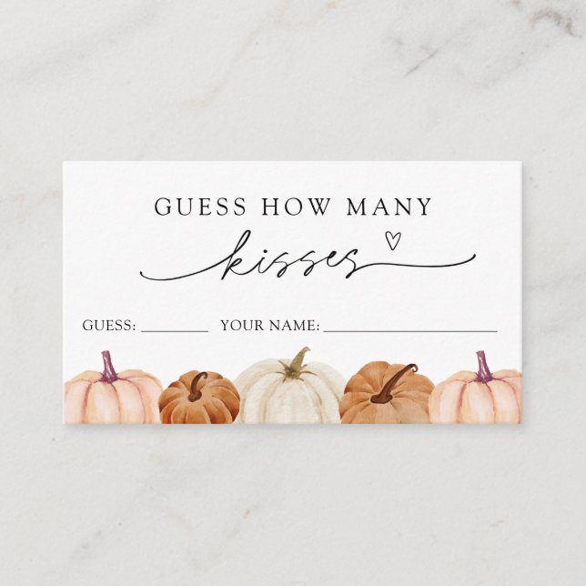Cartão De Informações Pumpkins Adivinha Quantos Kisses De Jogo (Frente)