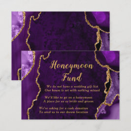 Cartão De Informações Purple and Gold Agate Honeymoon Fund