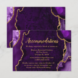 Cartão De Informações Purple and Gold Agate Wedding Accommodations