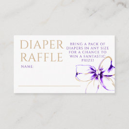 Cartão De Informações Purple and Gold Bow Diaper Raffle Ticket
