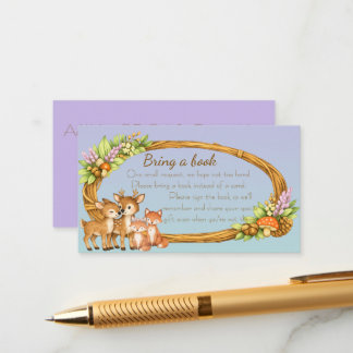 Cartão De Informações Purple and Mint Woodland Animals Book Request