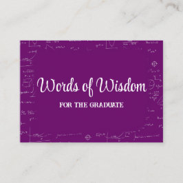 Cartão De Informações Purple and White Graduate Words of Wisdom Advice