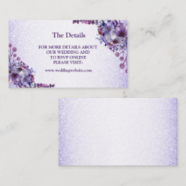 Cartão De Informações Purple Blue Pink Floral Glitter Wedding Detail