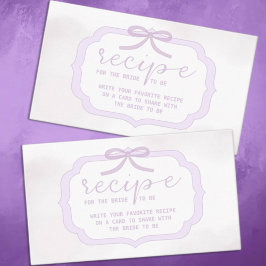 Cartão De Informações Purple Bow Watercolor Bridal Shower Recipe