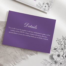 Cartão De Informações Purple Floral Wedding Details