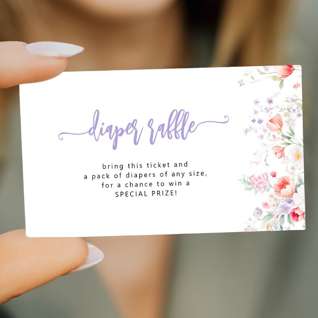 Cartão De Informações Purple wildflower baby in bloom diaper raffle (Criador carregado)