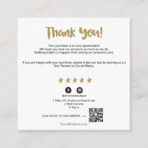 Cartão De Informações *~* QR AP8 Cósmico OBRIGADO COM A Dourada revisão