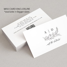 Cartão De Informações QR code black white monogram wedding details