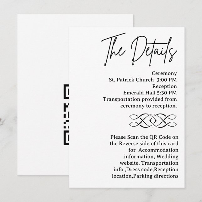 Cartão De Informações QR Code Celtic Knot Wedding Details (Frente/Verso)