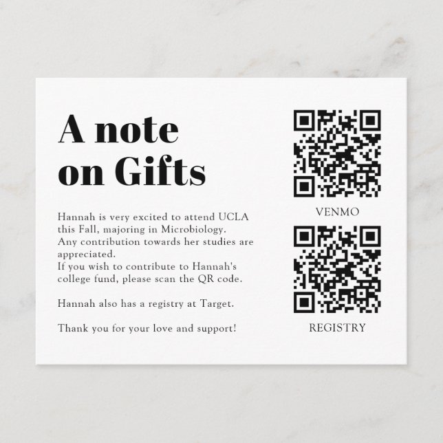 Cartão De Informações QR Code Collage Fund -cum-Thank You Grad (Frente)
