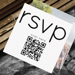 Cartão De Informações Qr Code Foto Casamento Simples Moderno Elegante Rs
