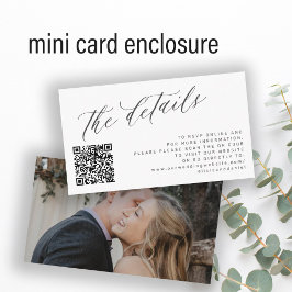 Cartão De Informações QR code foto elegante script detalhes do casamento