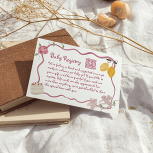 Cartão De Informações QR Code Lemon Baby Girl Registry