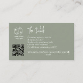 Cartão De Informações Qr Code Minimal Monograma Detalhes do Casamento Sa