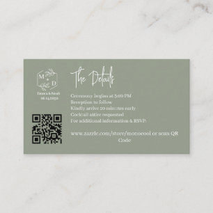 Cartão De Informações Qr Code Minimal Monograma Detalhes do Casamento Sa