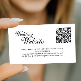 Cartão De Informações QR code online RSVP classic script website wedding