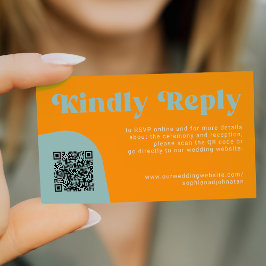 Cartão De Informações QR Code retro wedding budget online RSVP
