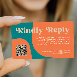 Cartão De Informações QR Code retro wedding budget online RSVP