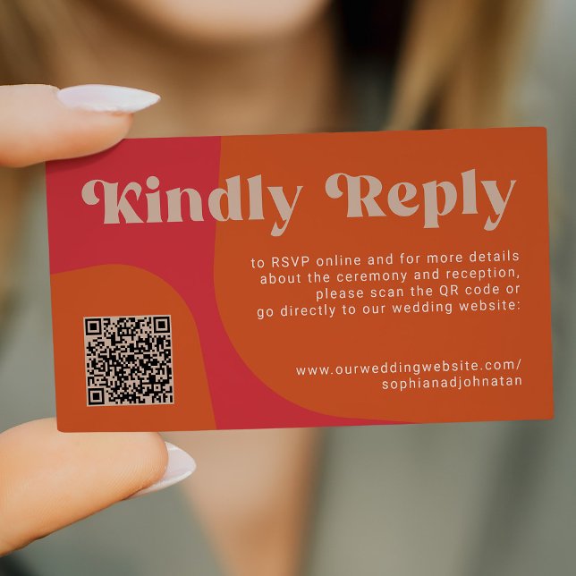 Cartão De Informações QR Code retro wedding budget online RSVP (Criador carregado)